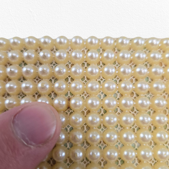 Vintage 60s JR USA Pearl Beaded Evening Clutch Gold Frame Bridal Cocktail Bag - Picture 3 of 13